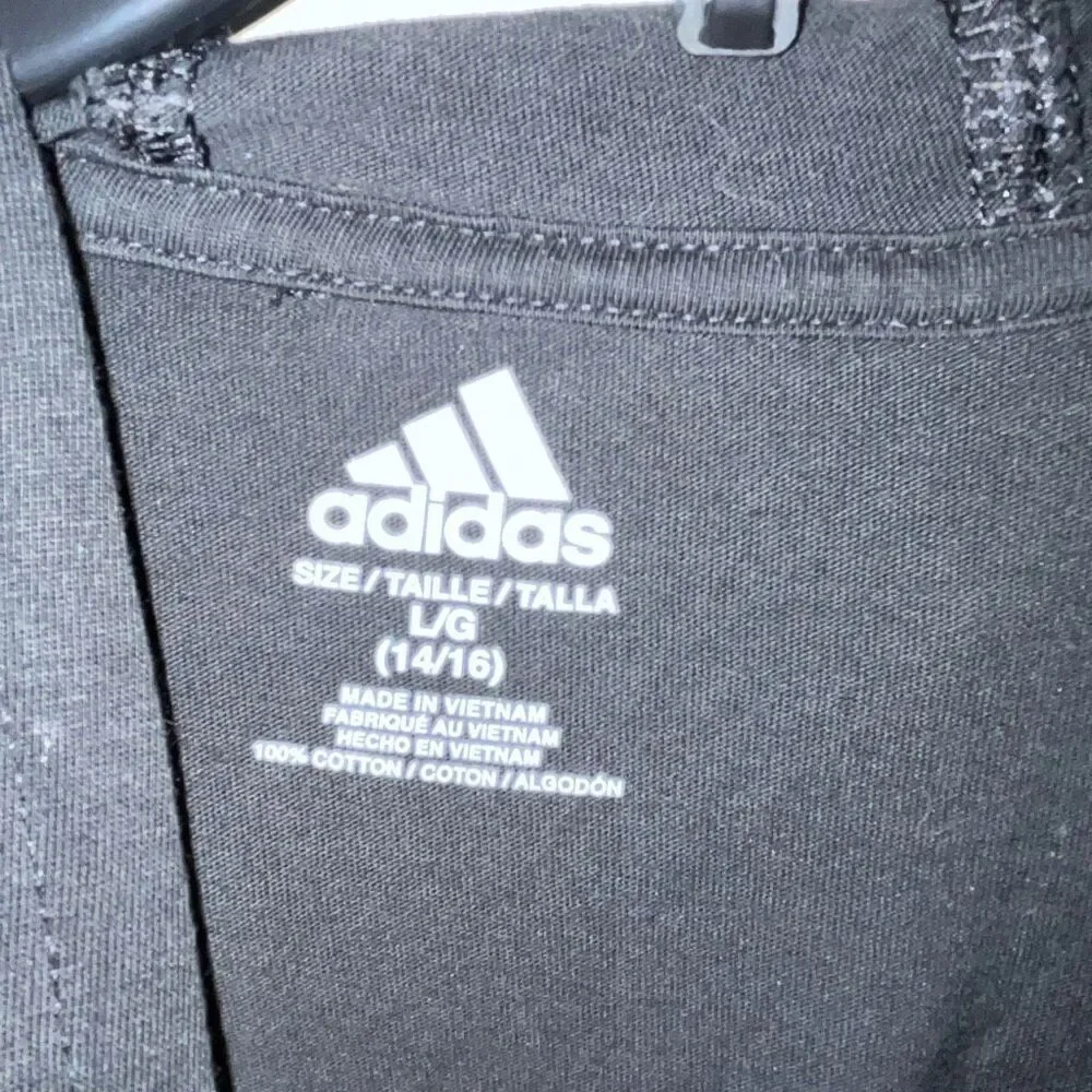 Adidas Men's Black Multicolor Badge Cassette‎ Tape Long Sleeve Hooded Tee Large